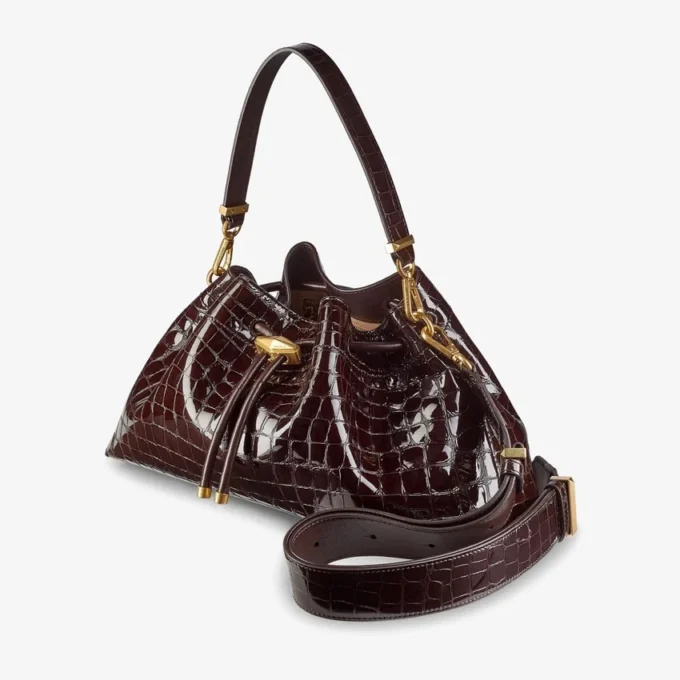 Borsa a tracolla media Cinch in pelle goffrata effetto coccodrillo Sambuco Borsa a tracolla media Cinch in pelle goffrata effetto coccodrillo Sambuco