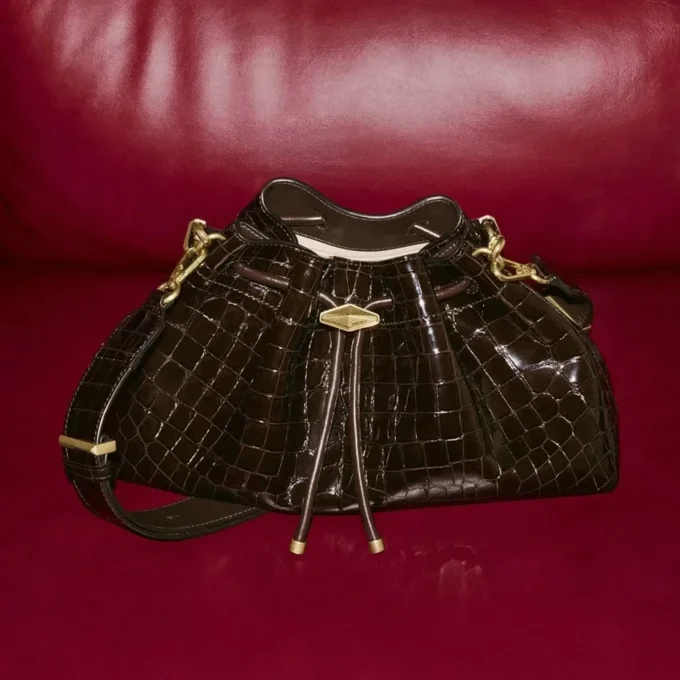 Borsa a tracolla media Cinch in pelle goffrata effetto coccodrillo Sambuco Borsa a tracolla media Cinch in pelle goffrata effetto coccodrillo Sambuco