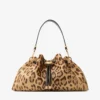 Borsa a tracolla media in cavallino con stampa leopardata naturale Borsa a tracolla media in cavallino con stampa leopardata naturale