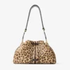 Borsa a tracolla media in cavallino con stampa leopardata naturale Borsa a tracolla media in cavallino con stampa leopardata naturale