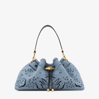 Borsa a tracolla media in denim Cinch con ricamo Sangallo