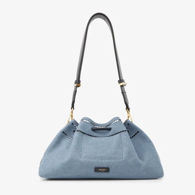 Borsa a tracolla media in denim Cinch con ricamo Sangallo Borsa a tracolla media in denim Cinch con ricamo Sangallo