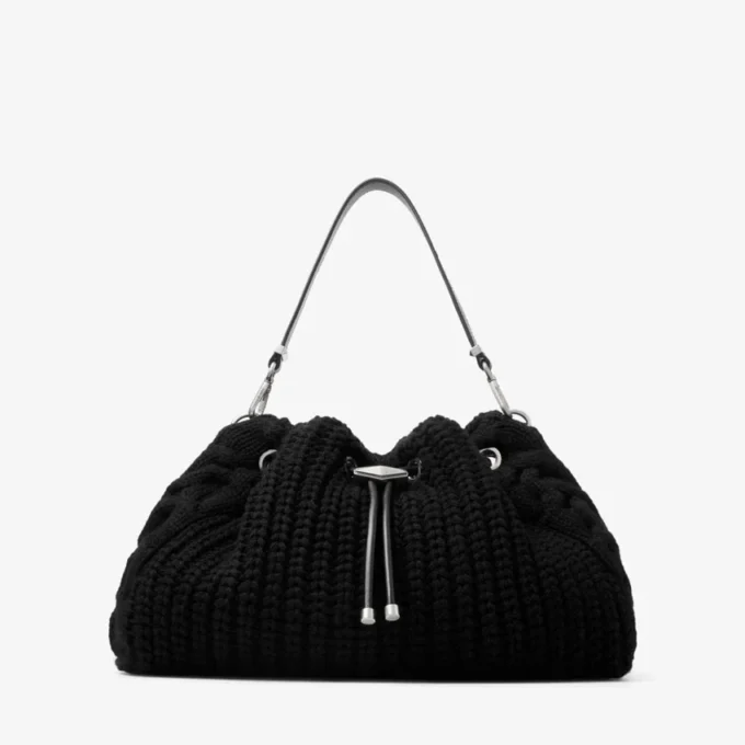 Borsa a tracolla media in maglia di lana nera Cinch Borsa a tracolla media in maglia di lana nera Cinch