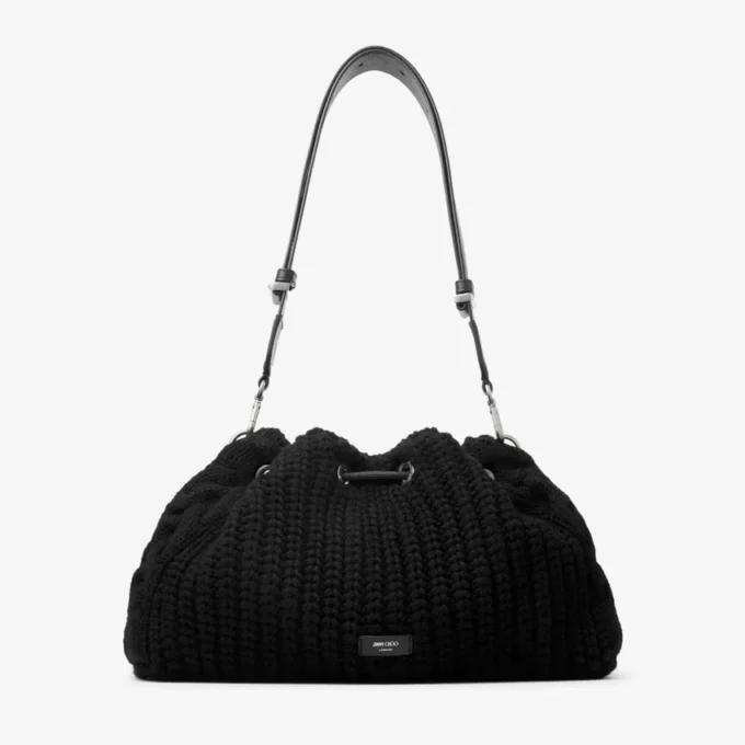 Borsa a tracolla media in maglia di lana nera Cinch Borsa a tracolla media in maglia di lana nera Cinch