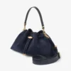Borsa a tracolla media in pelle scamosciata blu navy Borsa a tracolla media in pelle scamosciata blu navy