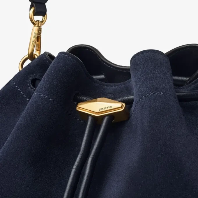 Borsa a tracolla media in pelle scamosciata blu navy Borsa a tracolla media in pelle scamosciata blu navy