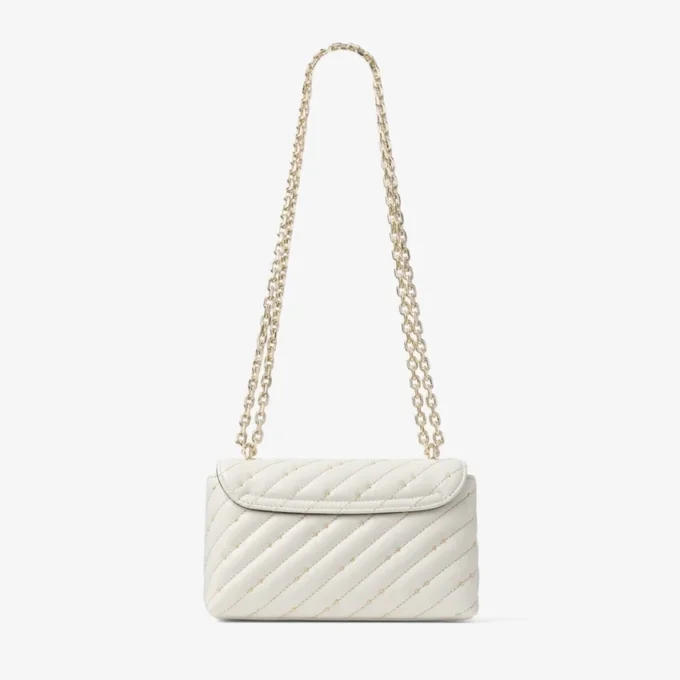 Borsa a tracolla piccola Curve in nappa trapuntata color latte Borsa a tracolla piccola Curve in nappa trapuntata color latte