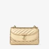 Borsa a tracolla piccola Curve in pelle nappa metallizzata trapuntata dorata Borsa a tracolla piccola Curve in pelle nappa metallizzata trapuntata dorata