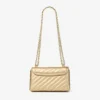 Borsa a tracolla piccola Curve in pelle nappa metallizzata trapuntata dorata Borsa a tracolla piccola Curve in pelle nappa metallizzata trapuntata dorata