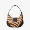 Borsa a tracolla piccola Hobo in pelle di pony con stampa zebrata naturale
