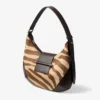 Borsa a tracolla piccola Hobo in pelle di pony con stampa zebrata naturale