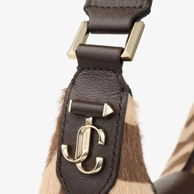 Borsa a tracolla piccola Hobo in pelle di pony con stampa zebrata naturale