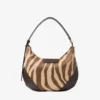 Borsa a tracolla piccola Hobo in pelle di pony con stampa zebrata naturale