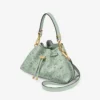 Borsa a tracolla piccola in pelle traforata verde jimmy choo con lacci Borsa a tracolla piccola in pelle traforata verde jimmy choo con lacci