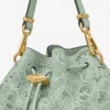 Borsa a tracolla piccola in pelle traforata verde jimmy choo con lacci Borsa a tracolla piccola in pelle traforata verde jimmy choo con lacci