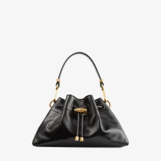 Borsa a tracolla piccola nera in morbida pelle lucida Biker