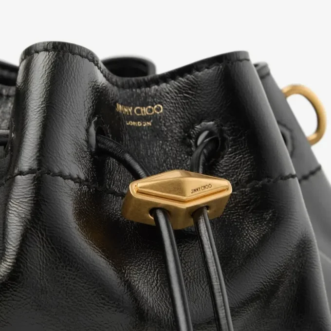 Borsa a tracolla piccola nera in morbida pelle lucida Biker Borsa a tracolla piccola nera in morbida pelle lucida Biker