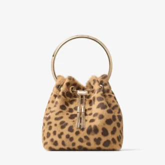 Borsa Bon Bon in cavallino con stampa leopardata naturale