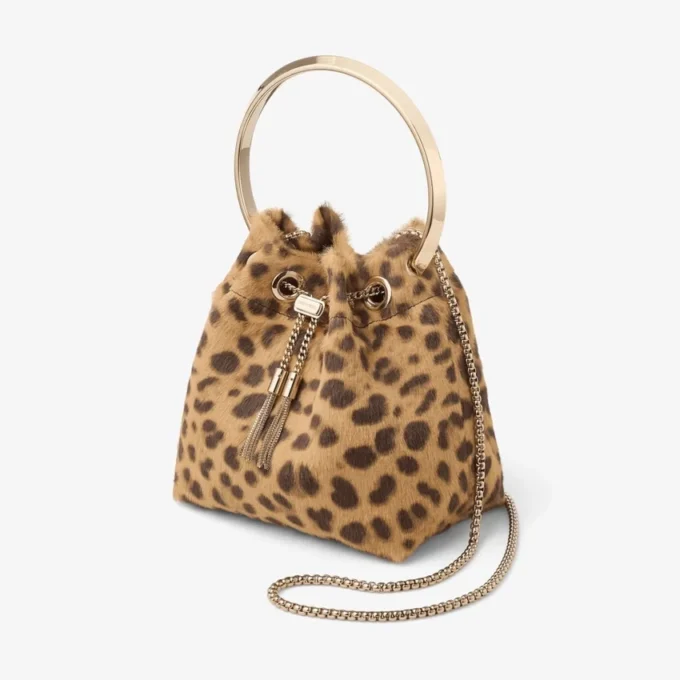 Borsa Bon Bon in cavallino con stampa leopardata naturale Borsa Bon Bon in cavallino con stampa leopardata naturale