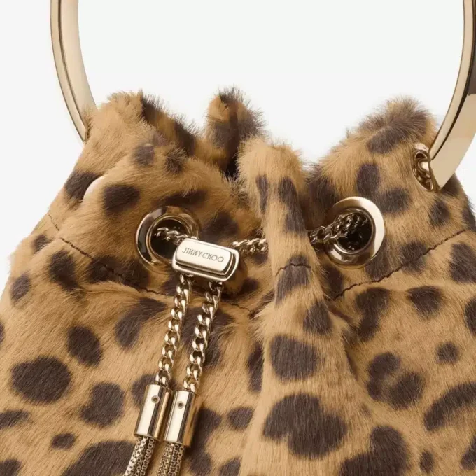 Borsa Bon Bon in cavallino con stampa leopardata naturale Borsa Bon Bon in cavallino con stampa leopardata naturale