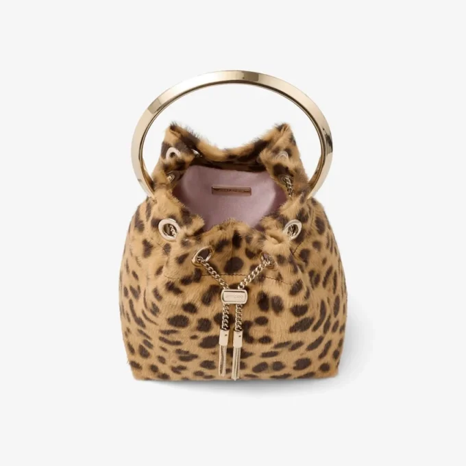 Borsa Bon Bon in cavallino con stampa leopardata naturale Borsa Bon Bon in cavallino con stampa leopardata naturale