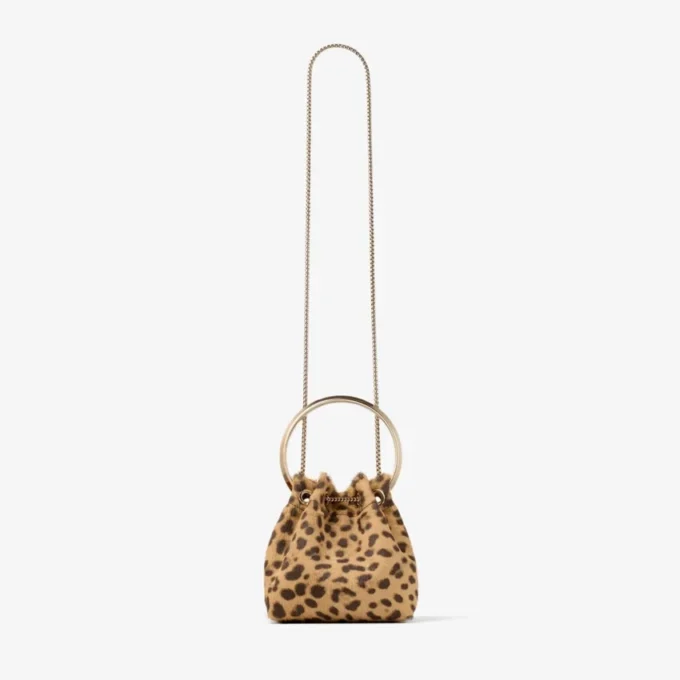 Borsa Bon Bon in cavallino con stampa leopardata naturale Borsa Bon Bon in cavallino con stampa leopardata naturale