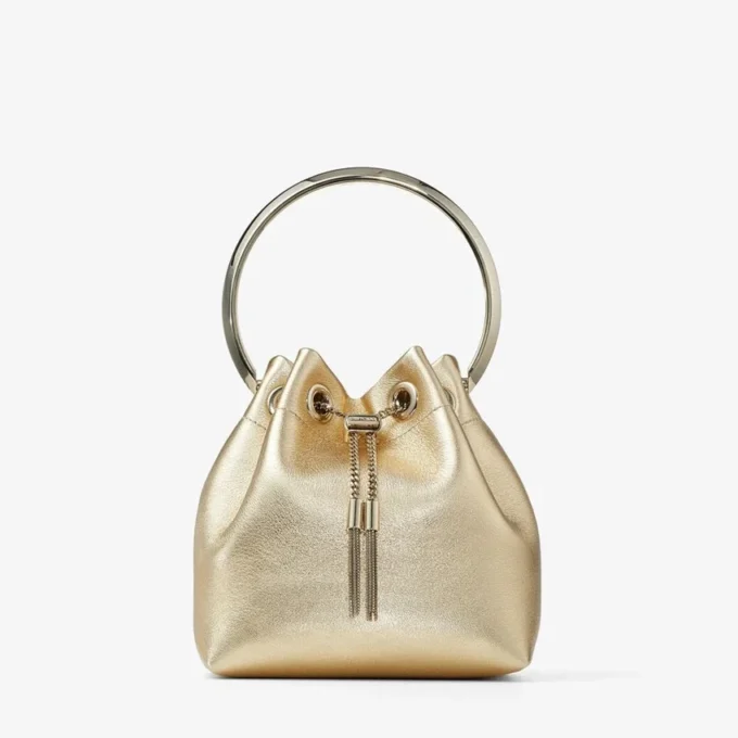 Borsa Bon Bon in nappa metallizzata dorata con manico in metallo Borsa Bon Bon in nappa metallizzata dorata con manico in metallo