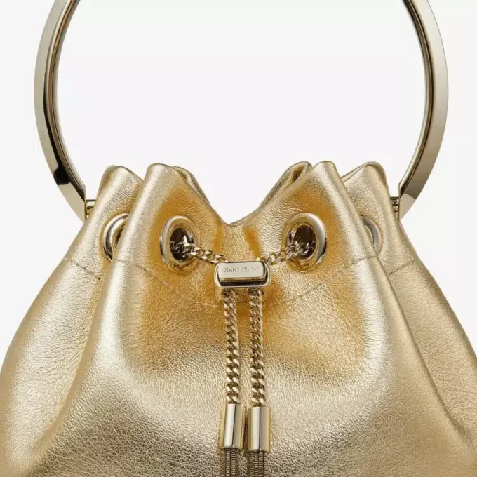 Borsa Bon Bon in nappa metallizzata dorata con manico in metallo Borsa Bon Bon in nappa metallizzata dorata con manico in metallo