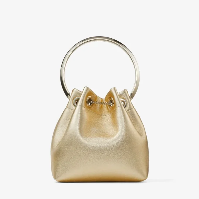 Borsa Bon Bon in nappa metallizzata dorata con manico in metallo Borsa Bon Bon in nappa metallizzata dorata con manico in metallo