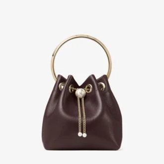 Borsa Bon Bon in pelle Biker color merlot intenso con chiusura a perla