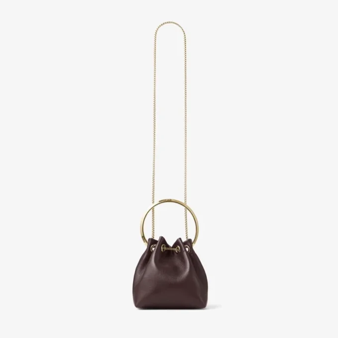 Borsa Bon Bon in pelle Biker color merlot intenso con chiusura a perla Borsa Bon Bon in pelle Biker color merlot intenso con chiusura a perla