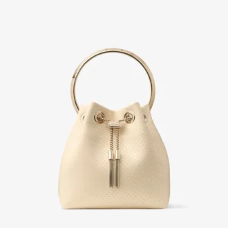 Borsa Bon Bon in pelle con stampa Elaphe giallo burro