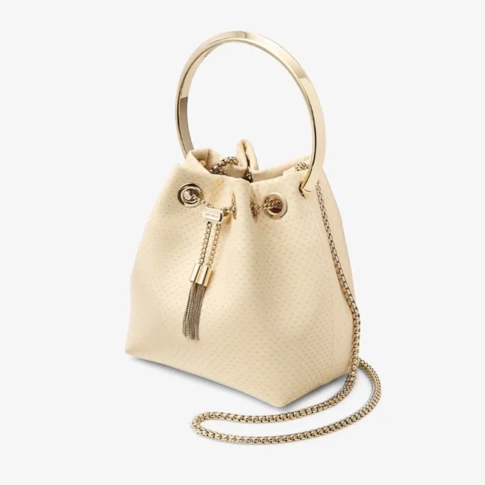Borsa Bon Bon in pelle con stampa Elaphe giallo burro Borsa Bon Bon in pelle con stampa Elaphe giallo burro