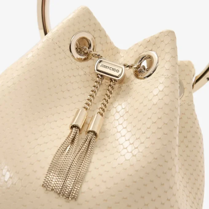 Borsa Bon Bon in pelle con stampa Elaphe giallo burro Borsa Bon Bon in pelle con stampa Elaphe giallo burro