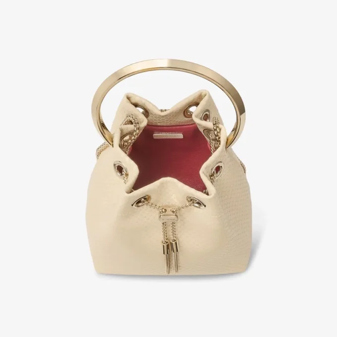 Borsa Bon Bon in pelle con stampa Elaphe giallo burro Borsa Bon Bon in pelle con stampa Elaphe giallo burro