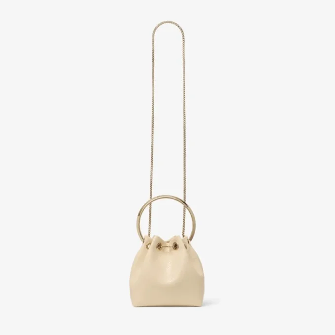 Borsa Bon Bon in pelle con stampa Elaphe giallo burro Borsa Bon Bon in pelle con stampa Elaphe giallo burro