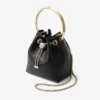 Borsa Bon Bon in pelle nera stile Biker con chiusura a perla Borsa Bon Bon in pelle nera stile Biker con chiusura a perla