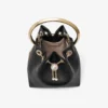 Borsa Bon Bon in pelle nera stile Biker con chiusura a perla Borsa Bon Bon in pelle nera stile Biker con chiusura a perla