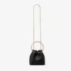 Borsa Bon Bon in pelle nera stile Biker con chiusura a perla Borsa Bon Bon in pelle nera stile Biker con chiusura a perla