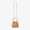 Borsa Bon Bon in pelle scamosciata color caramello con chiusura a sfera in metallo