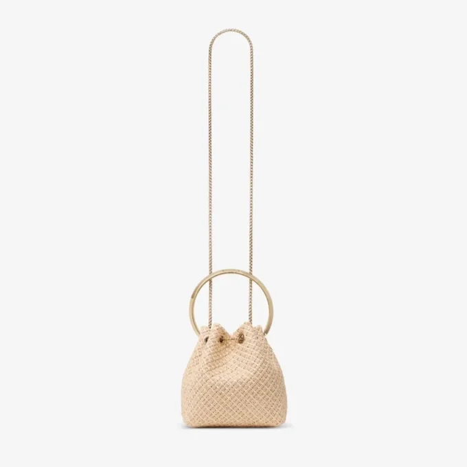 Borsa Bon Bon in rafia naturale con chiusura a perla Borsa Bon Bon in rafia naturale con chiusura a perla