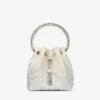 Borsa Bon Bon in raso avorio con cristalli Borsa Bon Bon in raso avorio con cristalli