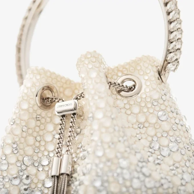 Borsa Bon Bon in raso avorio con cristalli Borsa Bon Bon in raso avorio con cristalli