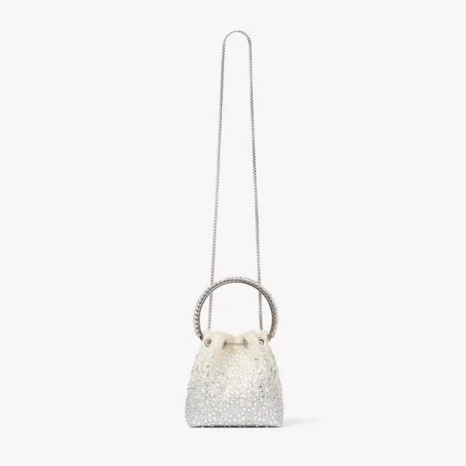 Borsa Bon Bon in raso avorio con cristalli Borsa Bon Bon in raso avorio con cristalli