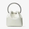 Borsa Bon Bon in raso avorio con manico in cristallo Borsa Bon Bon in raso avorio con manico in cristallo