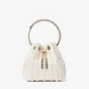 Borsa Bon Bon in raso avorio con perle su tutta la superficie Borsa Bon Bon in raso avorio con perle su tutta la superficie