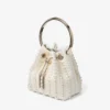 Borsa Bon Bon in raso avorio con perle su tutta la superficie Borsa Bon Bon in raso avorio con perle su tutta la superficie