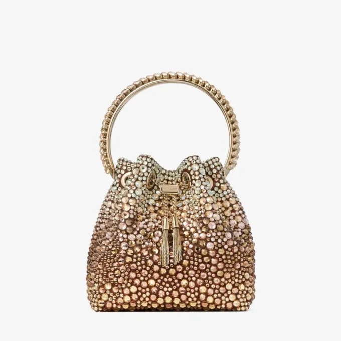 Borsa Bon Bon in raso bronzo con cristalli sfumati Borsa Bon Bon in raso bronzo con cristalli sfumati