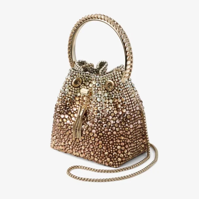 Borsa Bon Bon in raso bronzo con cristalli sfumati Borsa Bon Bon in raso bronzo con cristalli sfumati