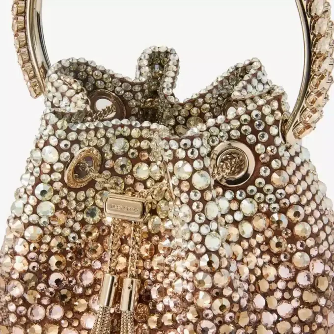 Borsa Bon Bon in raso bronzo con cristalli sfumati Borsa Bon Bon in raso bronzo con cristalli sfumati
